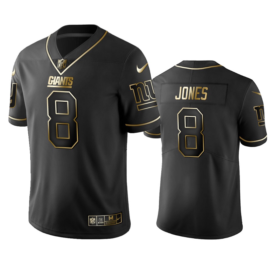 Men's New York Giants #8 Daniel Jones Black 2019 Golden Edition Limited Stitched NFL Jersey